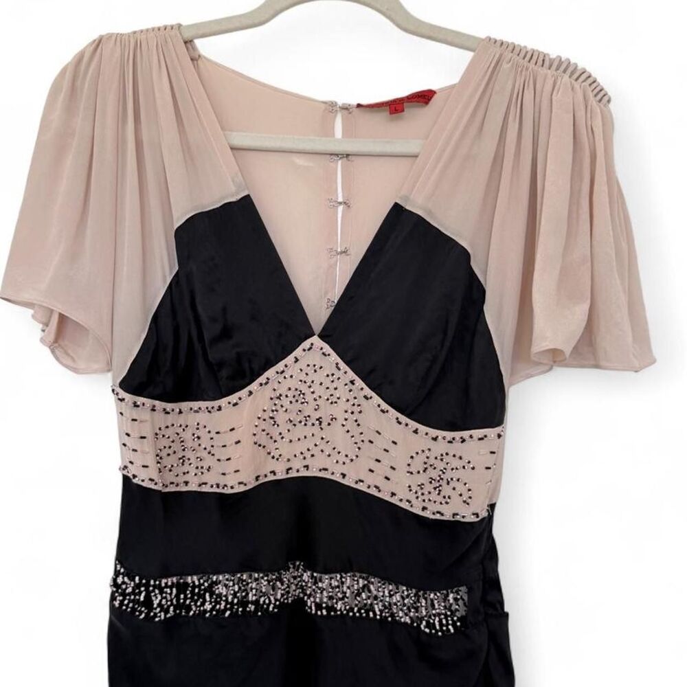 VTG Y2K Lapetina & Lomeli 100% Silk Beaded Top Blouse L Whimsygoth Coquette